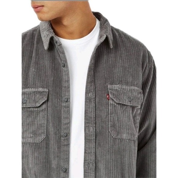 Levi's Jackson Worker Corduroy Overshirt Jacket Button Down Up Pewter Gray Sz L - Picture 4 of 16